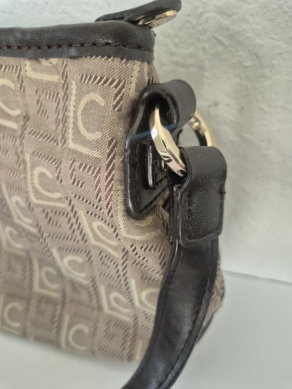 Classic Monogram Shoulder Bag in Beige and Black